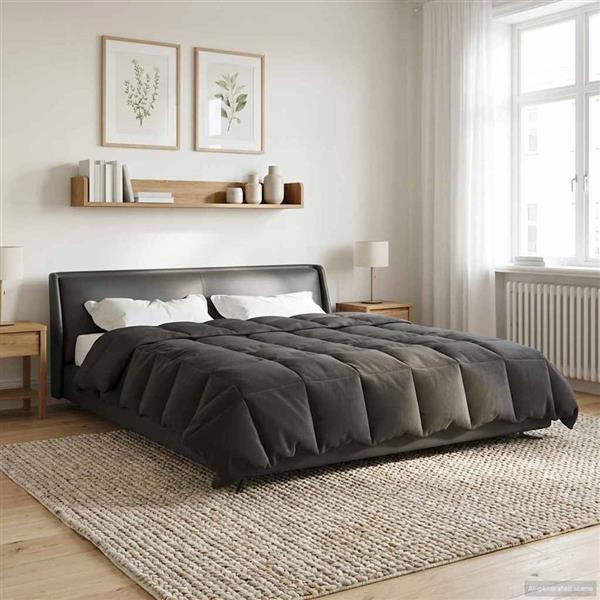 Grote foto vidaxl zomer dekbed gekwilt antraciet 200 x 200 cm microfiber huis en inrichting bedden