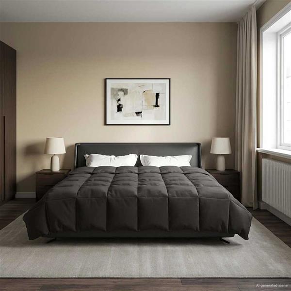 Grote foto vidaxl zomer dekbed gekwilt antraciet 200 x 200 cm microfiber huis en inrichting bedden