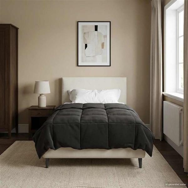 Grote foto vidaxl zomer dekbed gekwilt antraciet 155 x 200 cm microfiber huis en inrichting bedden