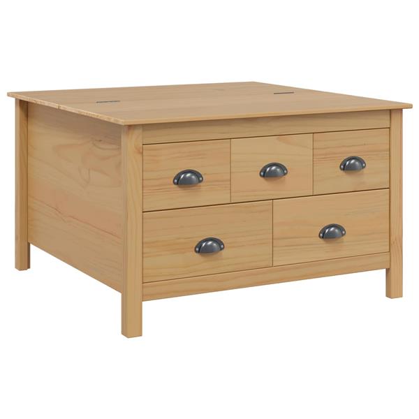 Grote foto vidaxl salontafel met lade hill honingbruin 79.5 x 79.5 x 49 cm huis en inrichting eettafels