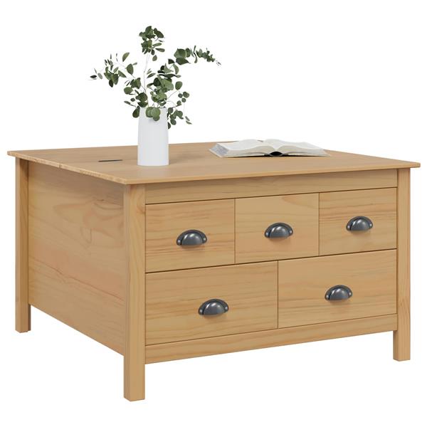 Grote foto vidaxl salontafel met lade hill honingbruin 79.5 x 79.5 x 49 cm huis en inrichting eettafels