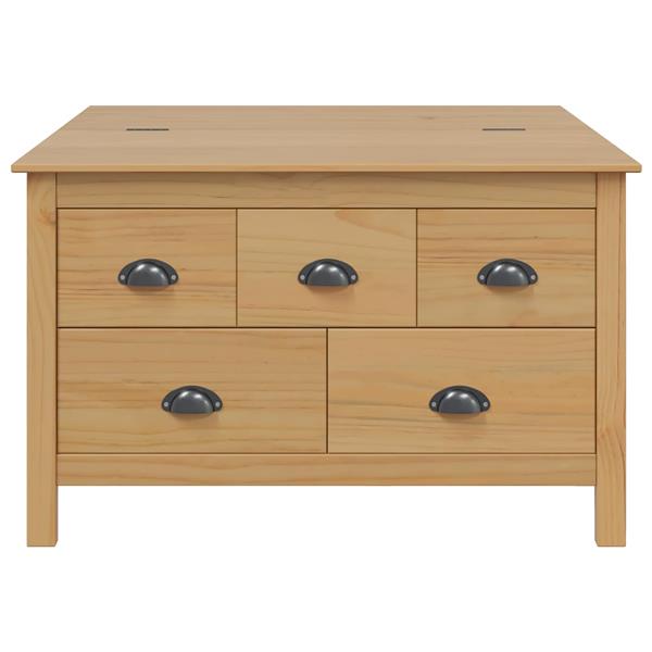 Grote foto vidaxl salontafel met lade hill honingbruin 79.5 x 79.5 x 49 cm huis en inrichting eettafels