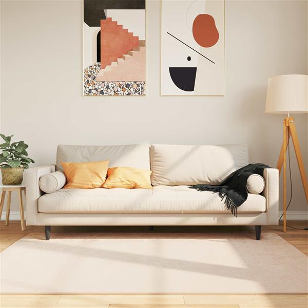 Grote foto vidaxl vloerkleedloper marsa cr me 170 x 120 cm polyester en pvc huis en inrichting vloerbedekking en kleden