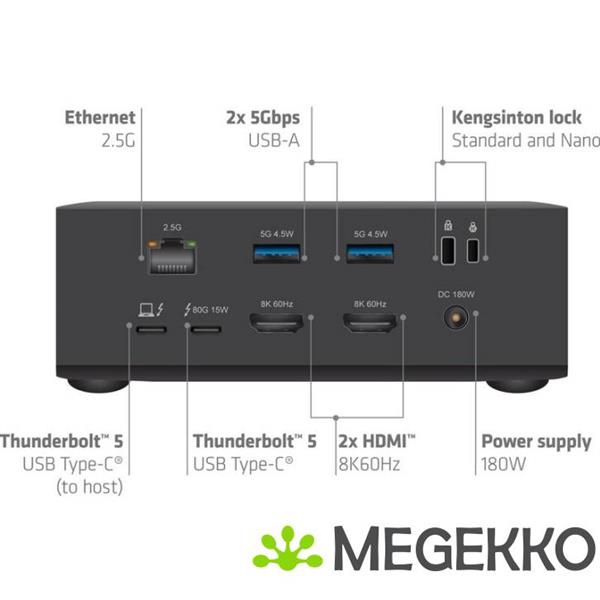 Grote foto club3d csv 2562 laptop dock poortreplicator bedraad thunderbolt 5 zwart computers en software overige computers en software