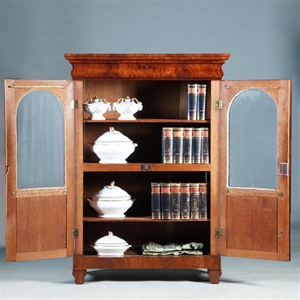 Grote foto biedermeier boekenkastje met getoogde ruiten uitneembare bespanning ca 1830 mahonie no.380320 antiek en kunst stoelen en banken