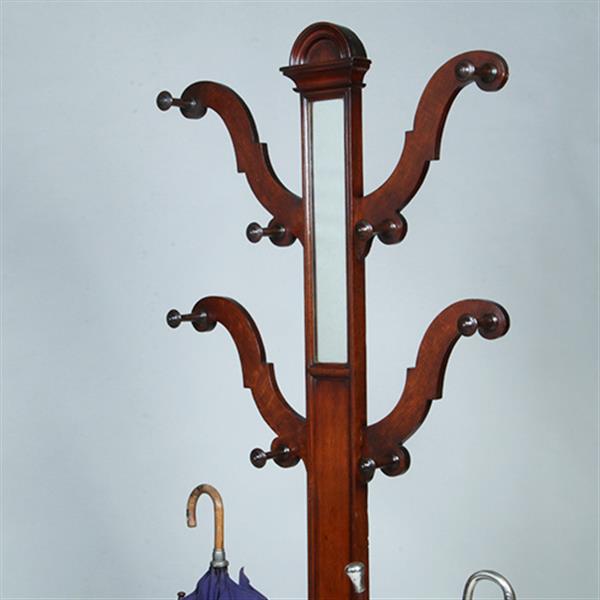 Grote foto engelse victoriaans staande kapstok tree coat rack met spiegeltje ca 1875 eikenhout no.381205 antiek en kunst spiegels