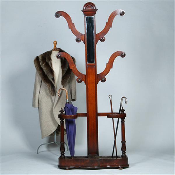 Grote foto engelse victoriaans staande kapstok tree coat rack met spiegeltje ca 1875 eikenhout no.381205 antiek en kunst spiegels