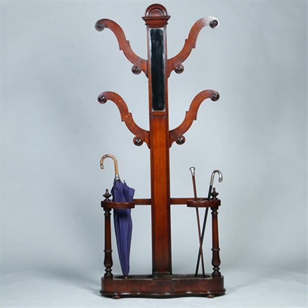 Grote foto engelse victoriaans staande kapstok tree coat rack met spiegeltje ca 1875 eikenhout no.381205 antiek en kunst spiegels