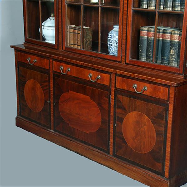 Grote foto engels mahonie 6 deurs bibliotheekkast of porseleinkast rijk ingelegd no.381235 antiek en kunst stoelen en banken