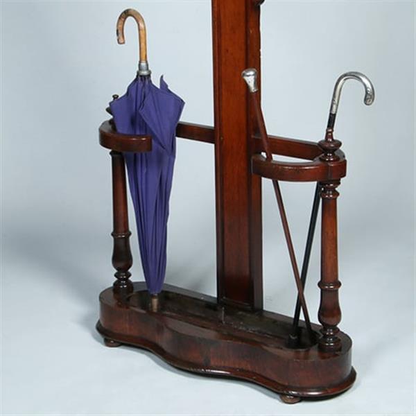 Grote foto engelse victoriaans staande kapstok tree coat rack met spiegeltje ca 1875 eikenhout no.381205 antiek en kunst spiegels