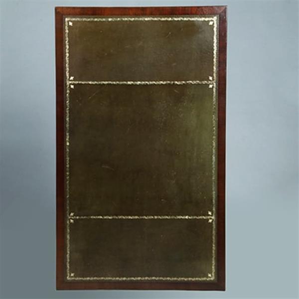 Grote foto engelse mahonie schrijftafel met groen leer en twee laden ca 1880 no381260 antiek en kunst stoelen en banken