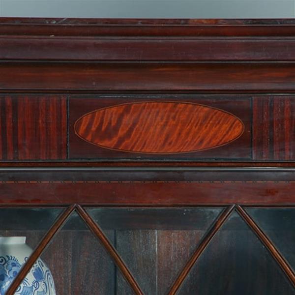 Grote foto engels mahonie 6 deurs bibliotheekkast of porseleinkast rijk ingelegd no.381235 antiek en kunst stoelen en banken