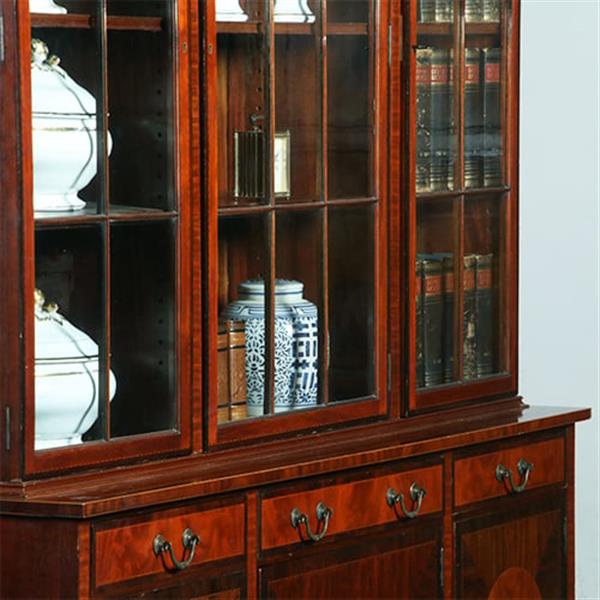 Grote foto engels mahonie 6 deurs bibliotheekkast of porseleinkast rijk ingelegd no.381235 antiek en kunst stoelen en banken