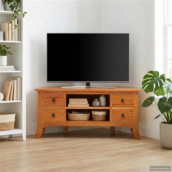 Grote foto vidaxl tv kast met lade naturel 100 x 40 5 x 46 cm massief mahoniehout huis en inrichting overige