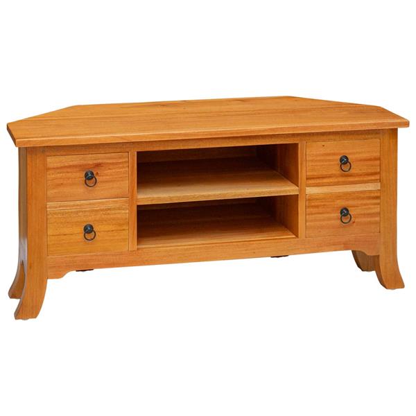 Grote foto vidaxl tv kast met lade naturel 100 x 40 5 x 46 cm massief mahoniehout huis en inrichting overige