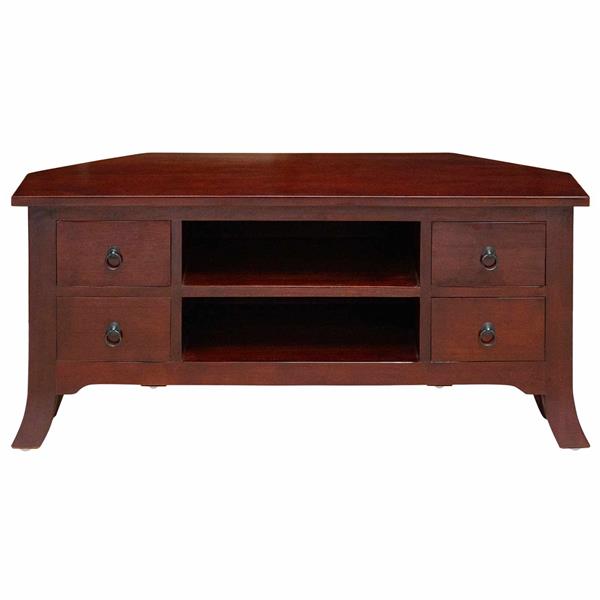 Grote foto vidaxl tv kast met lade bruin 100 x 40 5 x 46 cm massief mahoniehout huis en inrichting overige