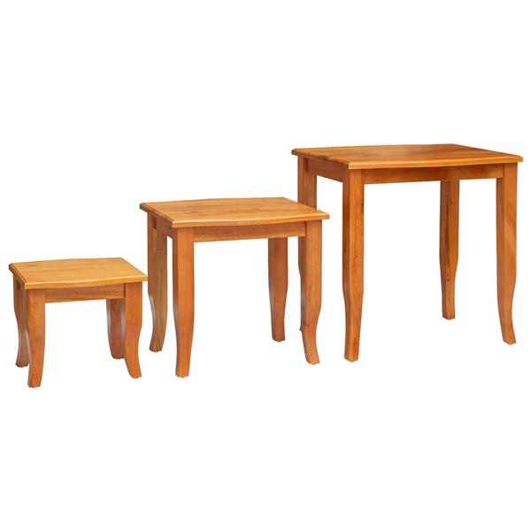 Grote foto vidaxl geneste bijzettafels 3 pcs naturel massief mahoniehout huis en inrichting eettafels