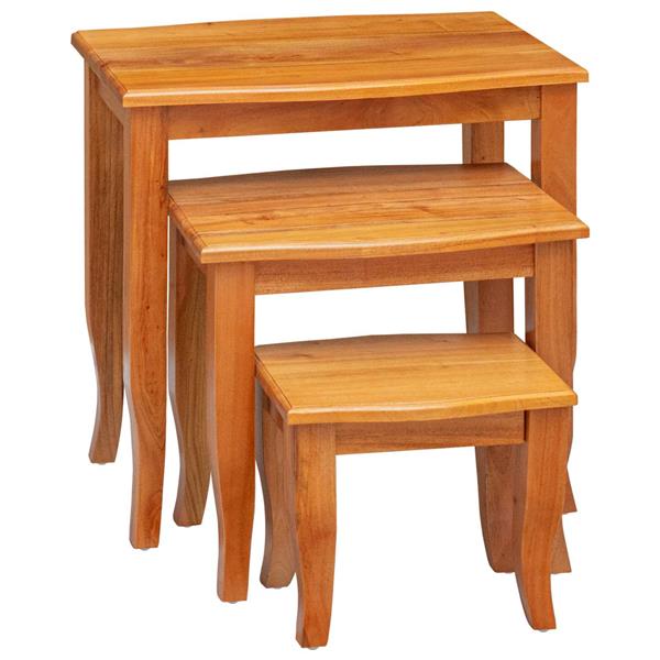 Grote foto vidaxl geneste bijzettafels 3 pcs naturel massief mahoniehout huis en inrichting eettafels