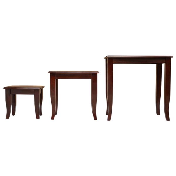 Grote foto vidaxl geneste bijzettafels 3 pcs bruin massief mahoniehout huis en inrichting eettafels