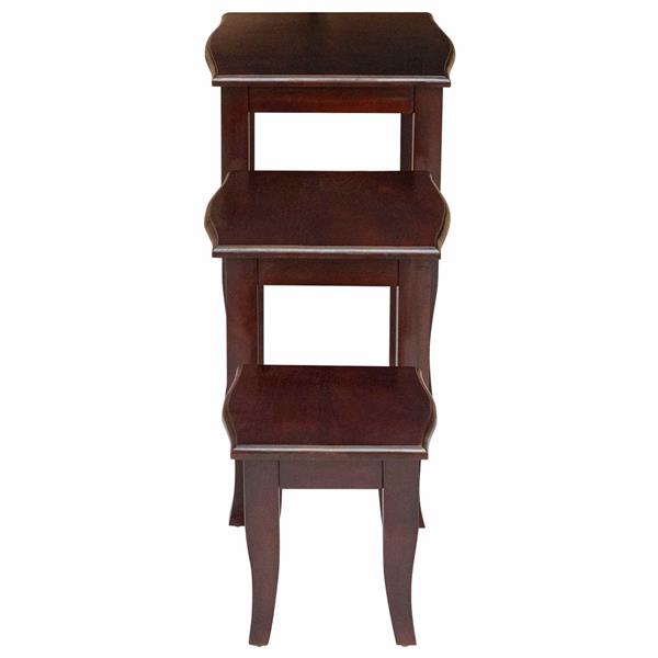 Grote foto vidaxl geneste bijzettafels 3 pcs bruin massief mahoniehout huis en inrichting eettafels