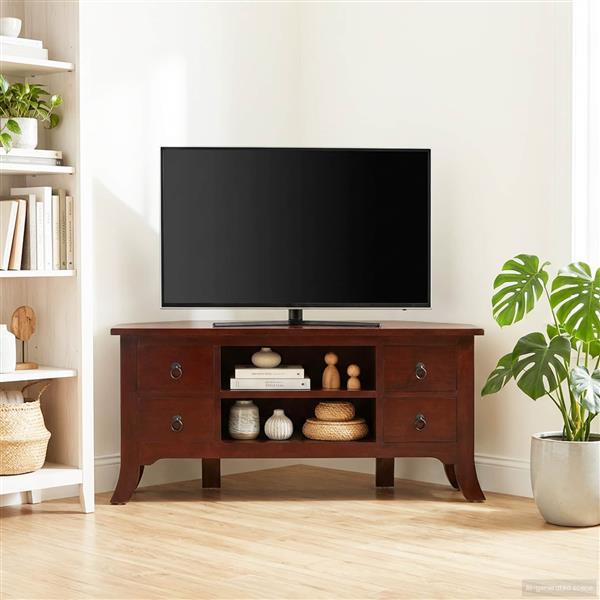 Grote foto vidaxl tv kast met lade bruin 100 x 40 5 x 46 cm massief mahoniehout huis en inrichting overige