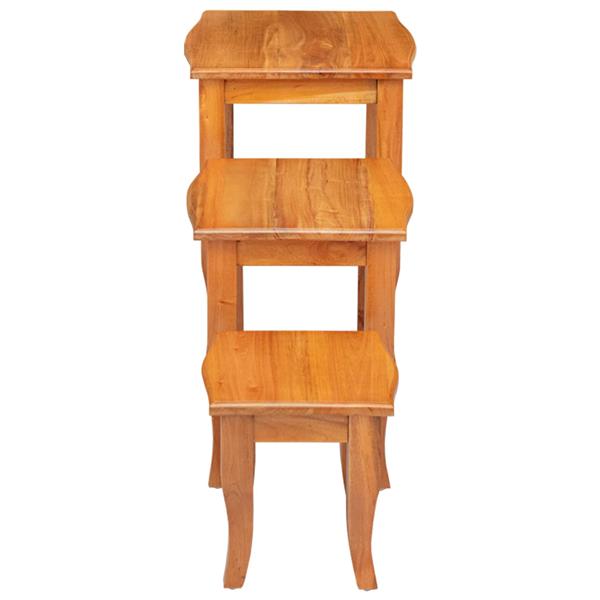 Grote foto vidaxl geneste bijzettafels 3 pcs naturel massief mahoniehout huis en inrichting eettafels