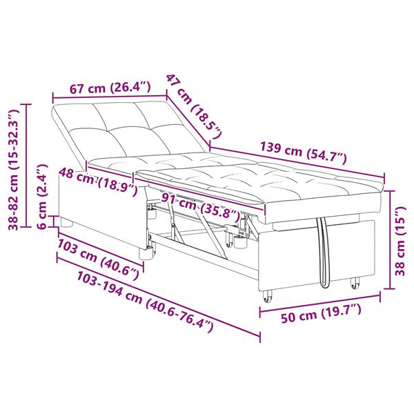 Grote foto vidaxl uittrekbare slaapbank lichtgrijs 194 x 50 x 82 cm stof huis en inrichting bankstellen