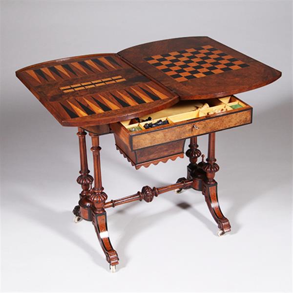 Grote foto victoriaanse speeltafel schaaktafel wortelnoten en ebben ca 1870 no.342020 antiek en kunst stoelen en banken