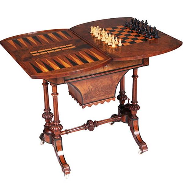 Grote foto victoriaanse speeltafel schaaktafel wortelnoten en ebben ca 1870 no.342020 antiek en kunst stoelen en banken