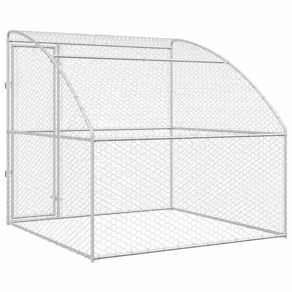 Grote foto vidaxl hondenhok met opslag zilver 2 x 2 x 2 m gegalvaniseerd staal dieren en toebehoren hondenhokken en kooien