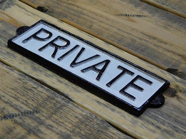 Grote foto bordje private gietijzer zwart wit doe het zelf en verbouw materialen en producten