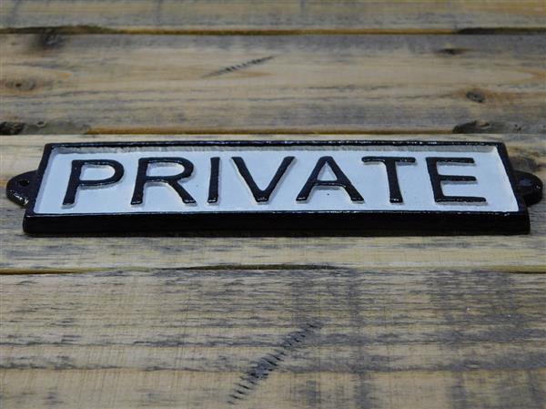 Grote foto bordje private gietijzer zwart wit doe het zelf en verbouw materialen en producten