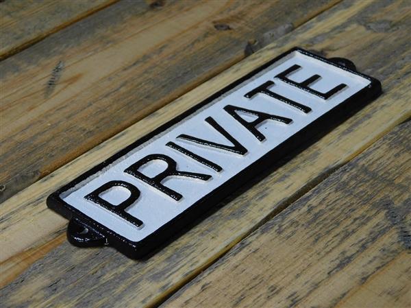 Grote foto bordje private gietijzer zwart wit doe het zelf en verbouw materialen en producten