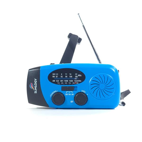 Grote foto slimlogy r3 mini 2000 mah noodradio nood zaklamp laadbaar met crank blauw telecommunicatie batterijen en accu