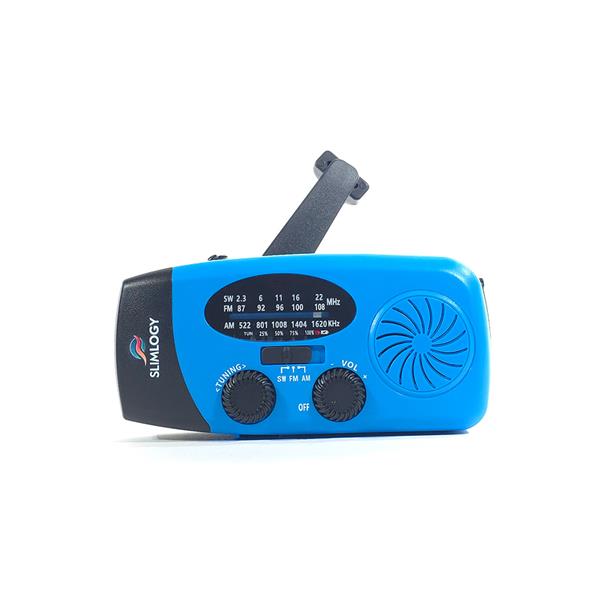 Grote foto slimlogy r3 mini 2000 mah noodradio nood zaklamp laadbaar met crank blauw telecommunicatie batterijen en accu