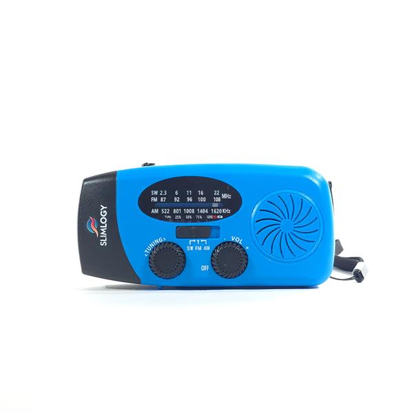 Grote foto slimlogy r3 mini 2000 mah noodradio nood zaklamp laadbaar met crank blauw telecommunicatie batterijen en accu