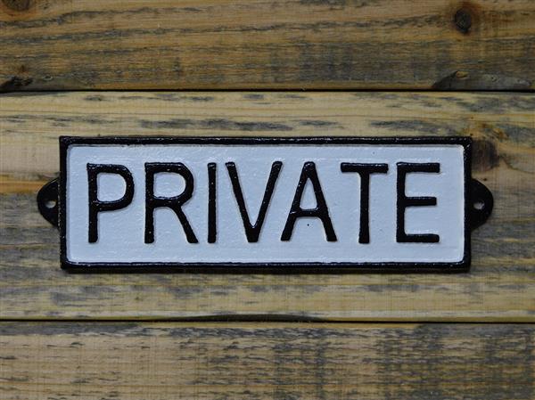 Grote foto bordje private gietijzer zwart wit doe het zelf en verbouw materialen en producten