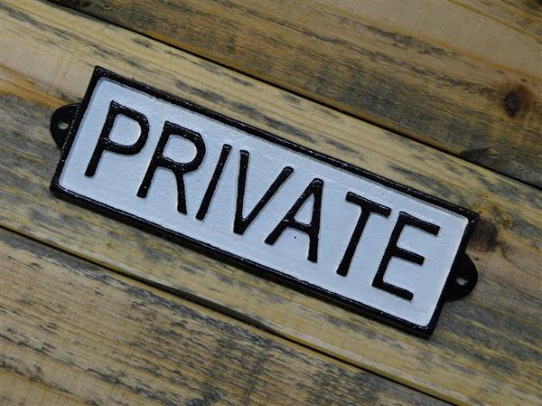 Grote foto bordje private gietijzer zwart wit doe het zelf en verbouw materialen en producten