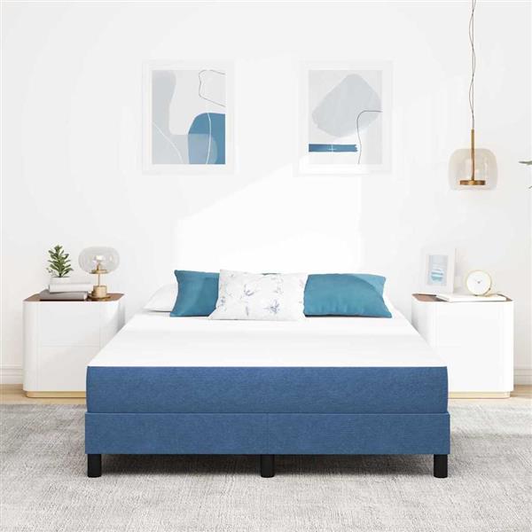 Grote foto vidaxl bedmatras met matras blauw 140 x 190 cm stof antiek en kunst stoelen en banken