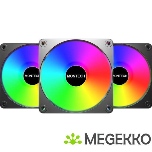 Grote foto montech gf120 v2 pwm argb 120mm zwart 3 pack computers en software overige computers en software