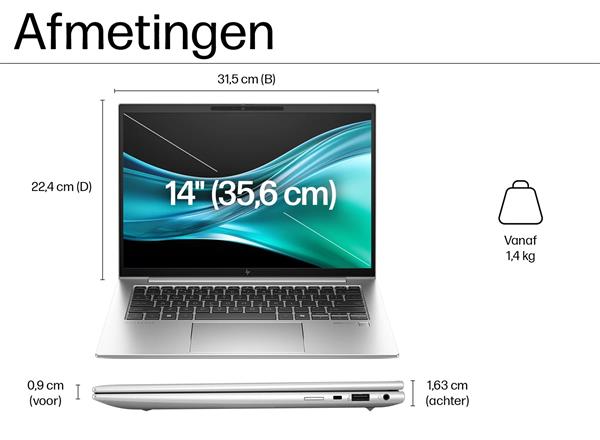 Grote foto hp elitebook 840 g11 4g lte wwan intel core ultra 7 155u 16gb 512gb ssd 14 wuxga 1920x computers en software overige computers en software
