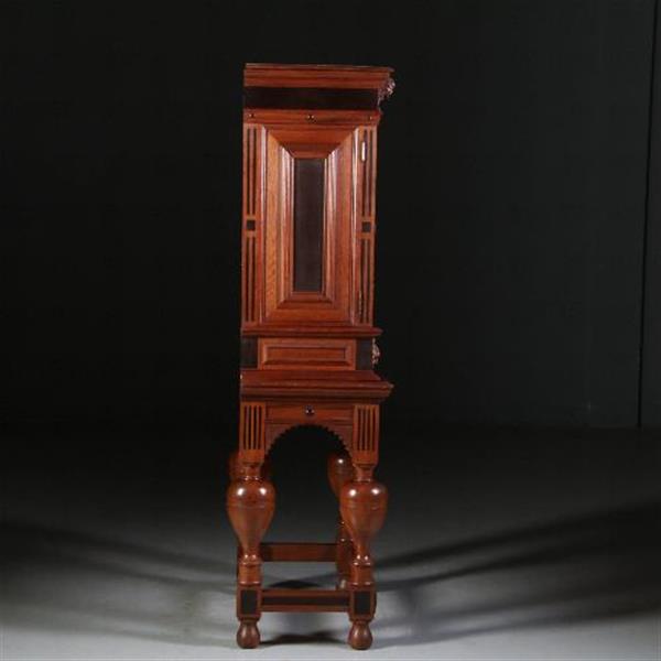 Grote foto antieke kast hollands tafelkastje driezijdig zeer fraai in eiken met ebbenhout ca.1870. no.5507 antiek en kunst stoelen en banken