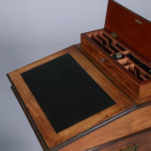 Grote foto engelse notenhouten davenport ca 1880 met blond inlegwerk en div vakjes no.381225 antiek en kunst overige in antiek gebruiksvoorwerpen