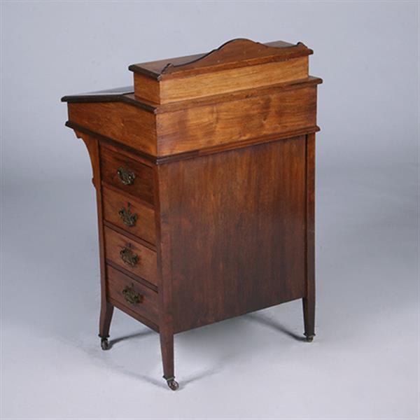 Grote foto engelse notenhouten davenport ca 1880 met blond inlegwerk en div vakjes no.381225 antiek en kunst overige in antiek gebruiksvoorwerpen