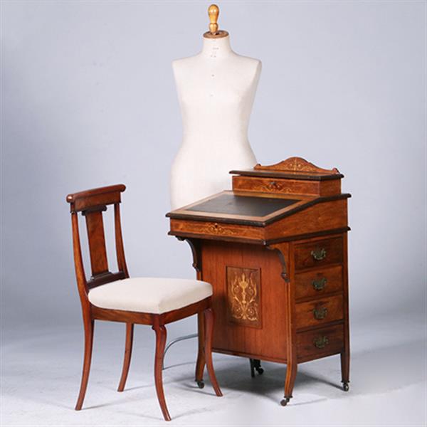 Grote foto engelse notenhouten davenport ca 1880 met blond inlegwerk en div vakjes no.381225 antiek en kunst overige in antiek gebruiksvoorwerpen