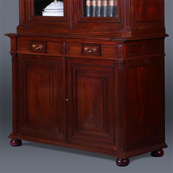 Grote foto kolossale franse mahonie boekenkast of servieskast met statige getoogde deuren en geslepen glas no antiek en kunst stoelen en banken