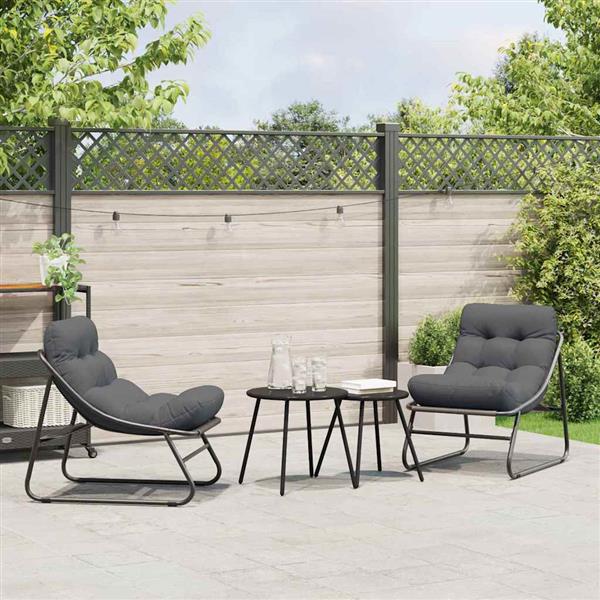 Grote foto vidaxl tuinmeubelen 2 pcs zwart 60 5 x 81 x 71 cm gepoedercoat staal tuin en terras tuinmeubelen