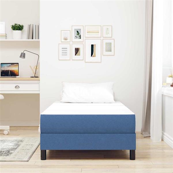 Grote foto vidaxl bedmatras met matras blauw 90 x 200 cm stof antiek en kunst stoelen en banken