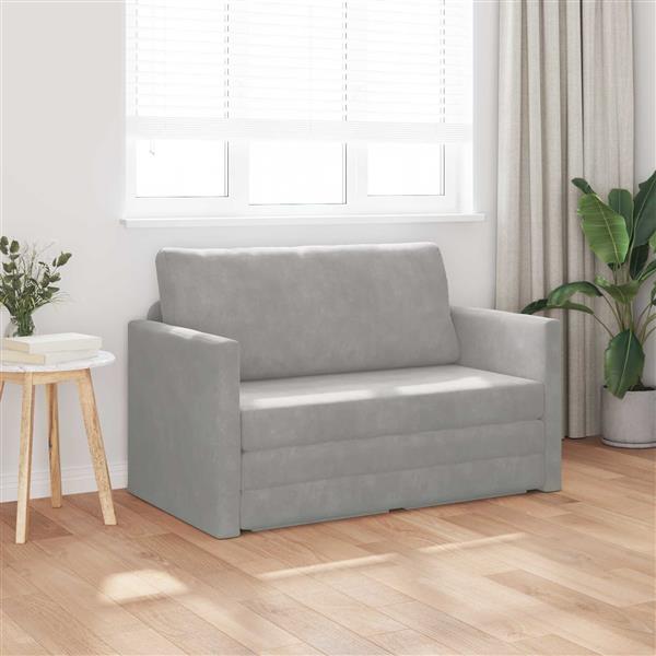 Grote foto vidaxl vouwsofa bed lichtgrijs 124 x 71 x 78 cm fluweel huis en inrichting bankstellen