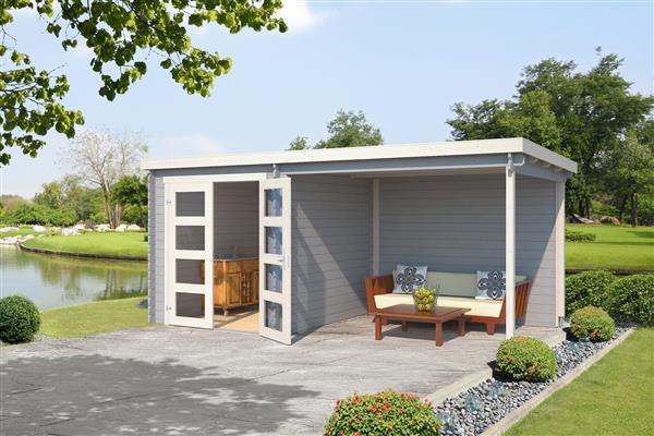 Grote foto blokhut met overkapping helena 472x230 vuren tuin en terras tuinhuisjes en blokhutten